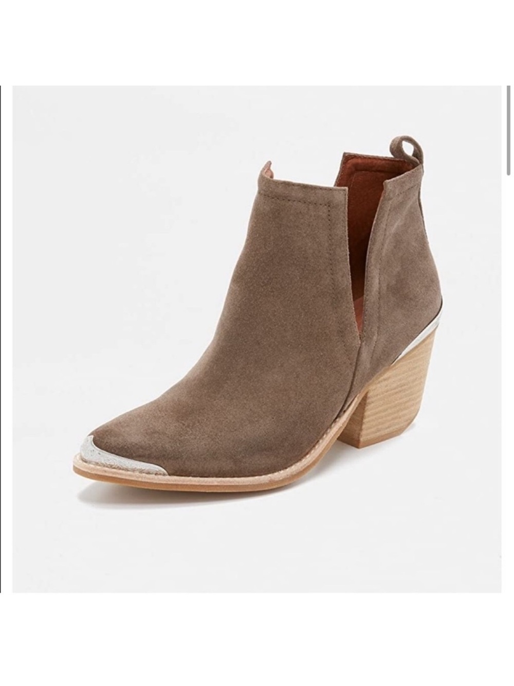 Jeffrey Campbell Cromwell Cut Out Western Taupe Brown Suede Ankle Boot 7.5